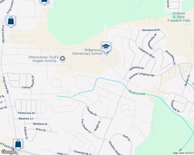 map of restaurants, bars, coffee shops, grocery stores, and more near 3317 Camille Drive in Winterville