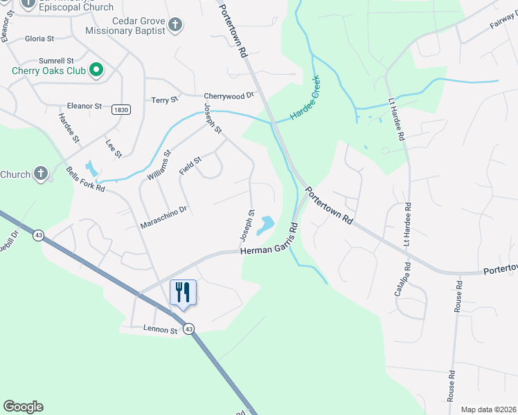 map of restaurants, bars, coffee shops, grocery stores, and more near 313 Joseph Street in Greenville