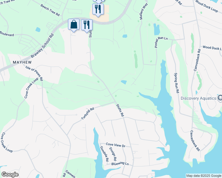 map of restaurants, bars, coffee shops, grocery stores, and more near 253 Stutts Road in Mooresville