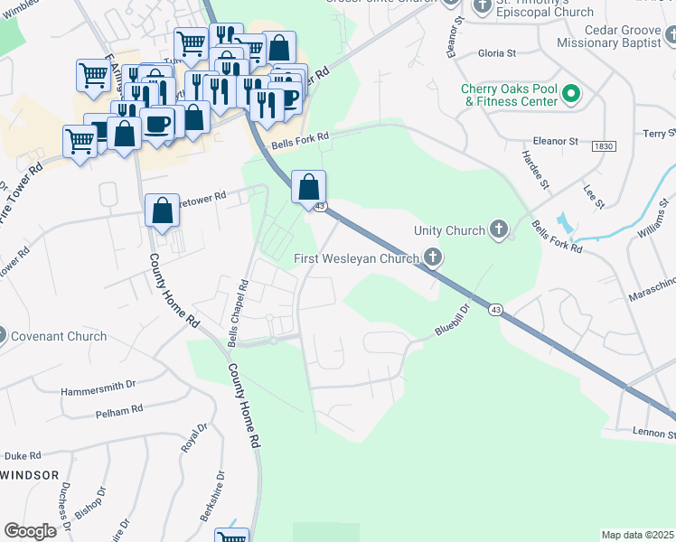 map of restaurants, bars, coffee shops, grocery stores, and more near 4128 Kittrell Farms Drive in Greenville