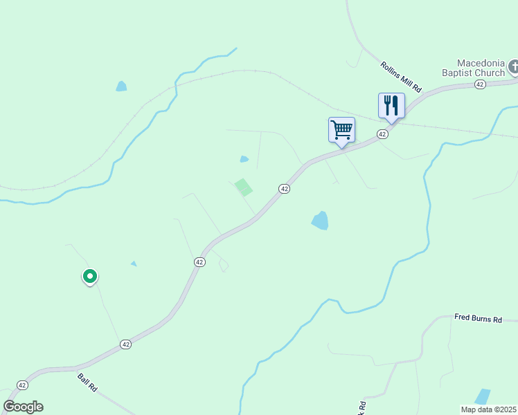 map of restaurants, bars, coffee shops, grocery stores, and more near 9467 North Carolina 42 in Holly Springs