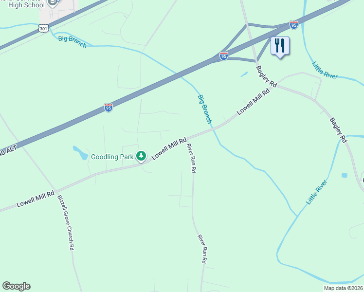 map of restaurants, bars, coffee shops, grocery stores, and more near 35 Stone Bank Circle in Selma