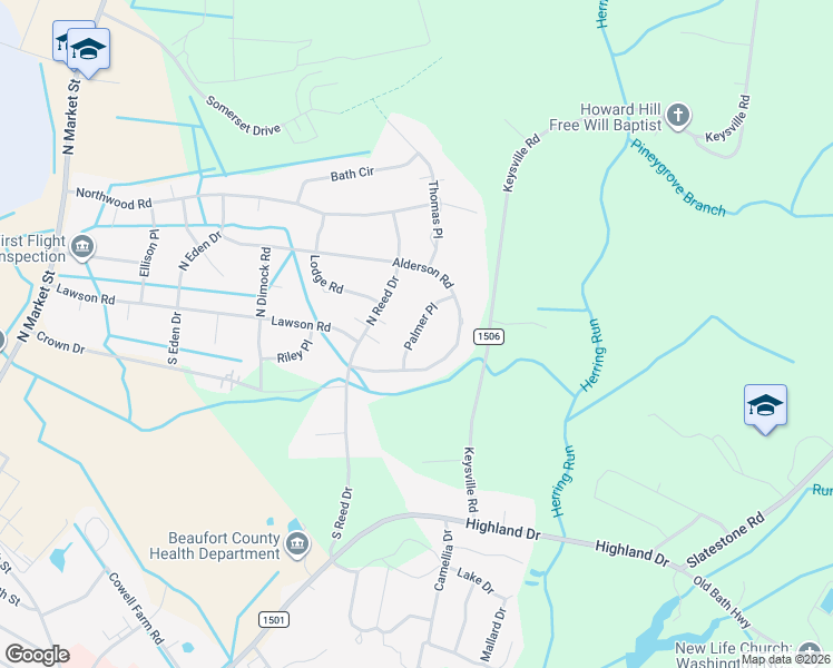 map of restaurants, bars, coffee shops, grocery stores, and more near 109 Palmer Place in Washington