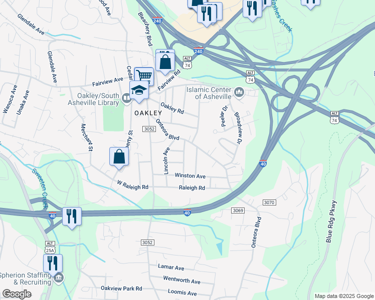 map of restaurants, bars, coffee shops, grocery stores, and more near 19 Broadview Avenue in Asheville