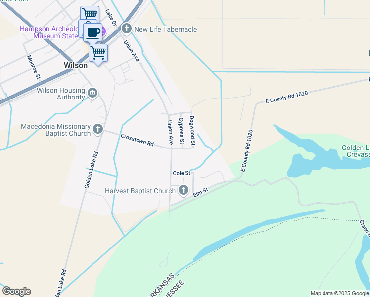 map of restaurants, bars, coffee shops, grocery stores, and more near 21 Cypress Street in Wilson