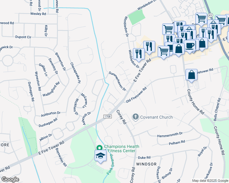 map of restaurants, bars, coffee shops, grocery stores, and more near 2014A Shadowood Court in Greenville