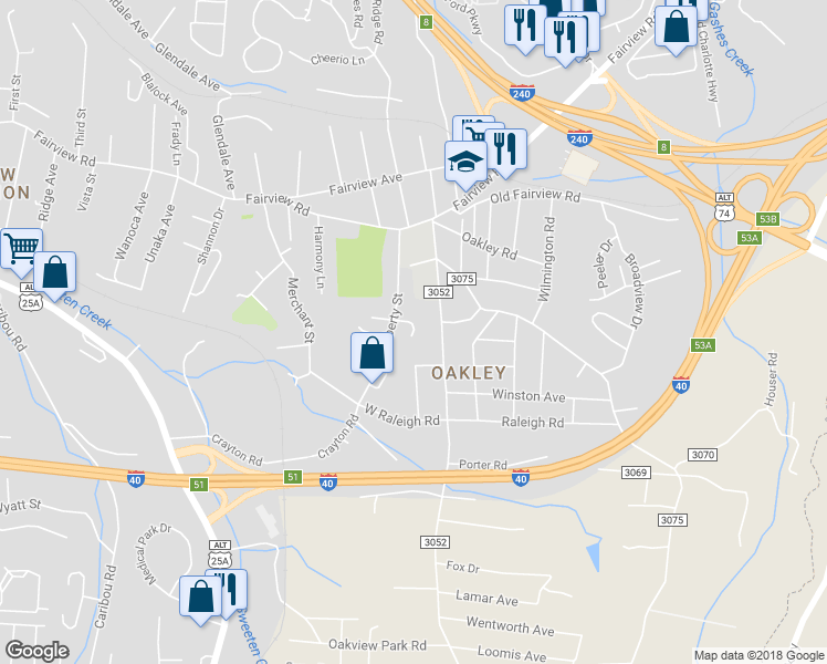 map of restaurants, bars, coffee shops, grocery stores, and more near 9 Saint Davids Court in Asheville