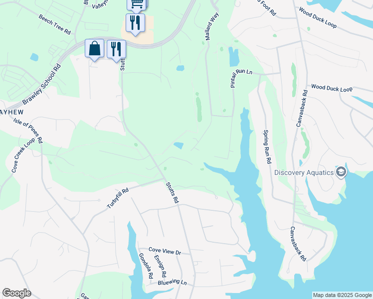 map of restaurants, bars, coffee shops, grocery stores, and more near Mallard Way in Mooresville