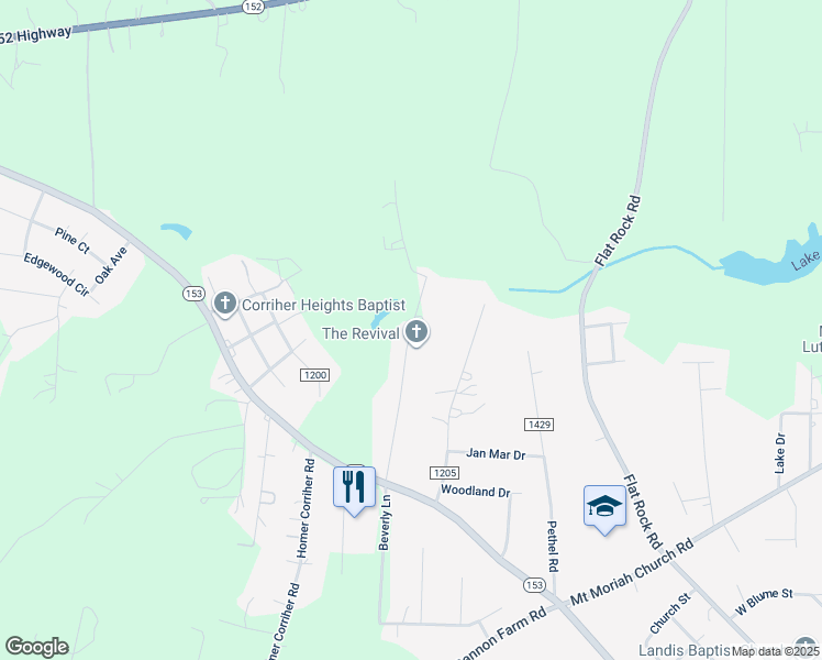 map of restaurants, bars, coffee shops, grocery stores, and more near 685 Sloop Street in China Grove