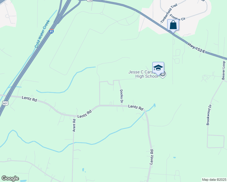 map of restaurants, bars, coffee shops, grocery stores, and more near Deer Haven Drive in China Grove