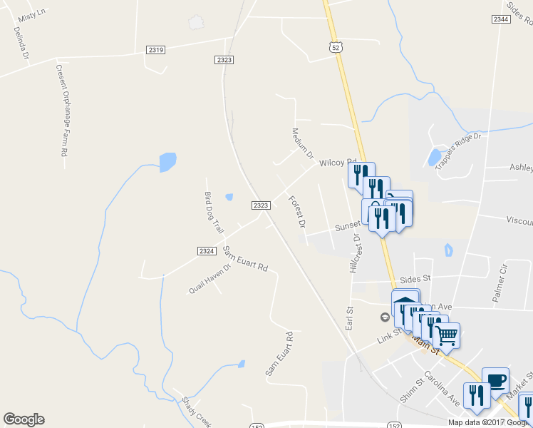 map of restaurants, bars, coffee shops, grocery stores, and more near 8480 Red Road in Rockwell