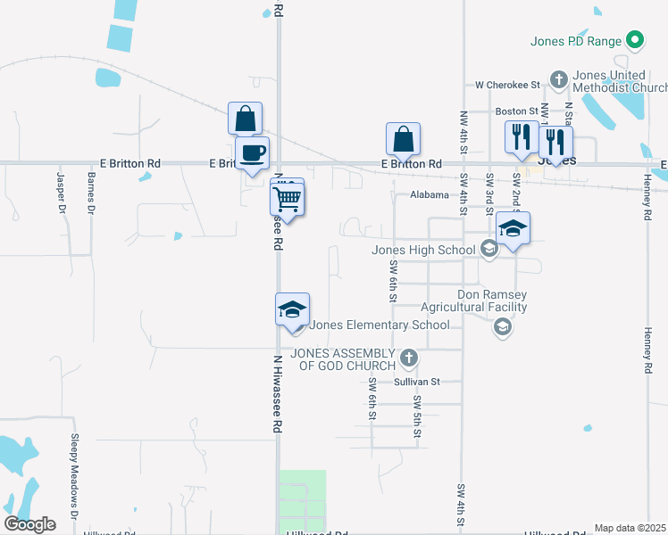 map of restaurants, bars, coffee shops, grocery stores, and more near 860 Georgia Street in Jones