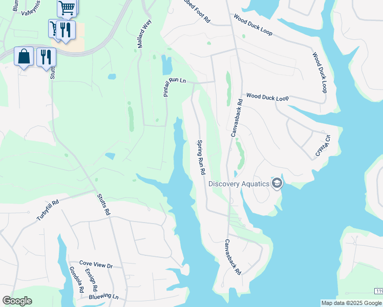 map of restaurants, bars, coffee shops, grocery stores, and more near 182 Spring Run Road in Mooresville