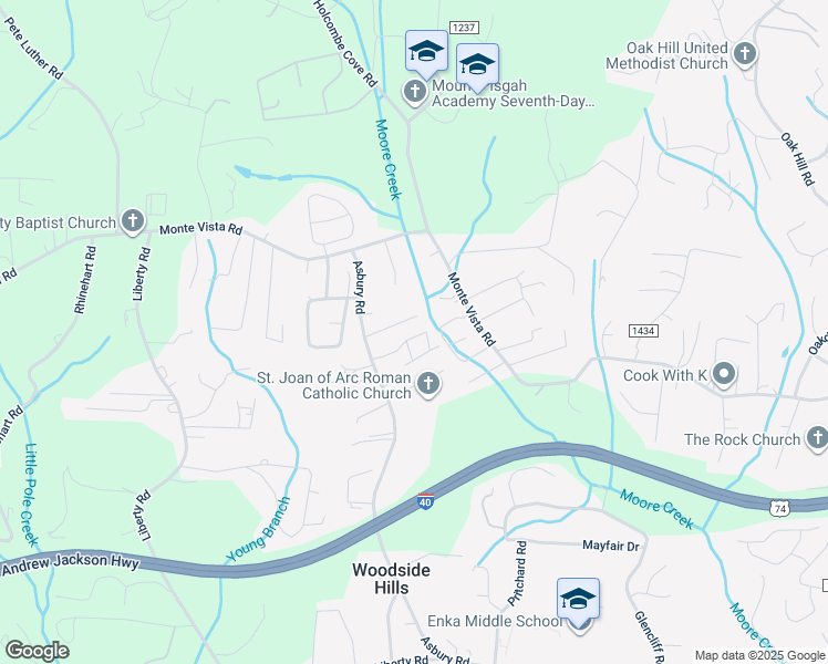 map of restaurants, bars, coffee shops, grocery stores, and more near 7 Asbury Acres Drive in Candler
