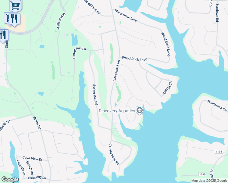 map of restaurants, bars, coffee shops, grocery stores, and more near 341 Canvasback Road in Mooresville