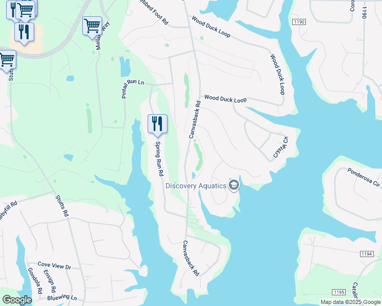 map of restaurants, bars, coffee shops, grocery stores, and more near 341 Canvasback Road in Mooresville