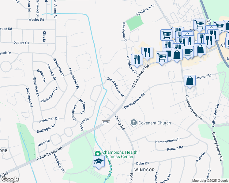 map of restaurants, bars, coffee shops, grocery stores, and more near 2011 Shadowood Court in Greenville
