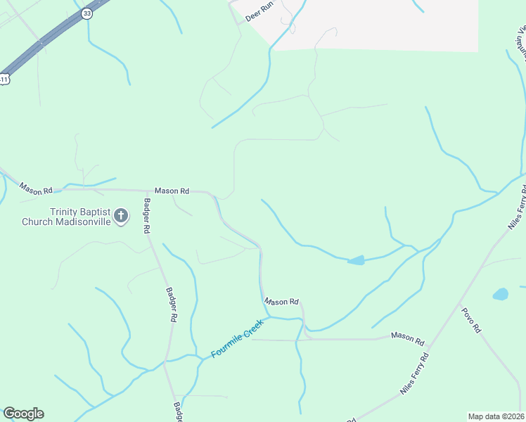 map of restaurants, bars, coffee shops, grocery stores, and more near 110 Garren Road in Madisonville