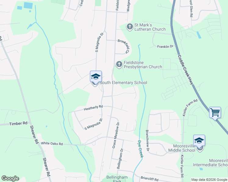 map of restaurants, bars, coffee shops, grocery stores, and more near 862 Fieldstone Road in Mooresville