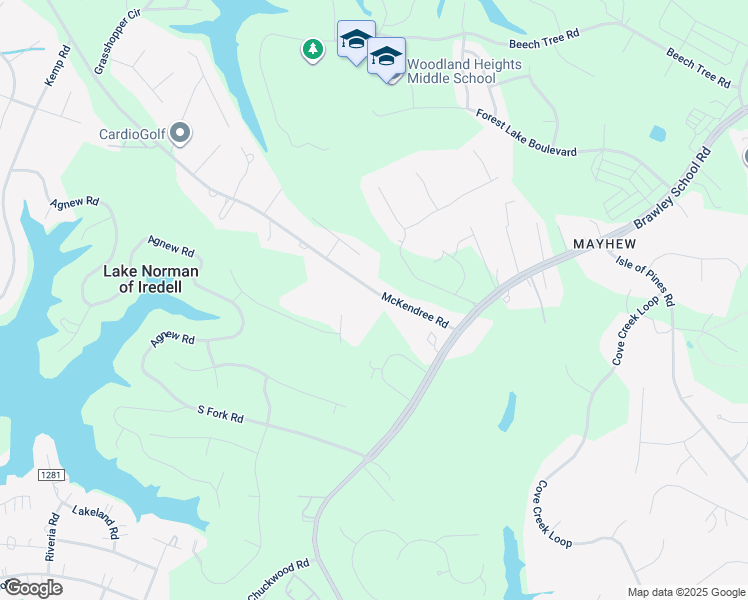 map of restaurants, bars, coffee shops, grocery stores, and more near 157 McKendree Road in Mooresville