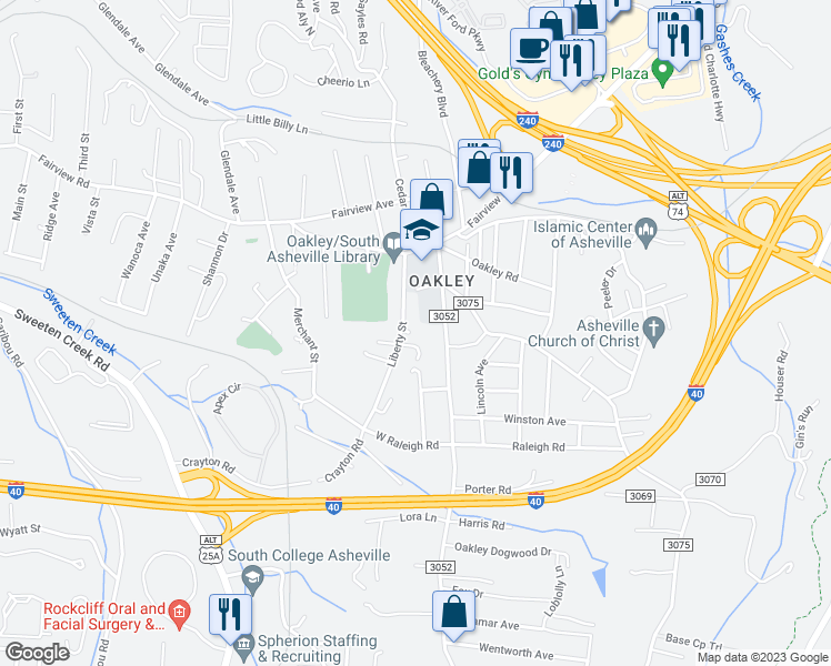 map of restaurants, bars, coffee shops, grocery stores, and more near 4 Cottage Cove Ln in Asheville