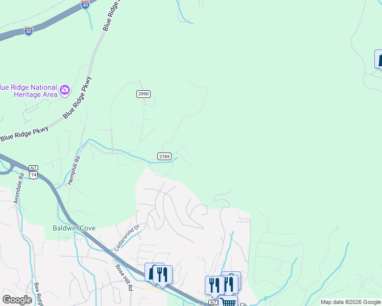 map of restaurants, bars, coffee shops, grocery stores, and more near 187 Owenby Cove Road in Asheville