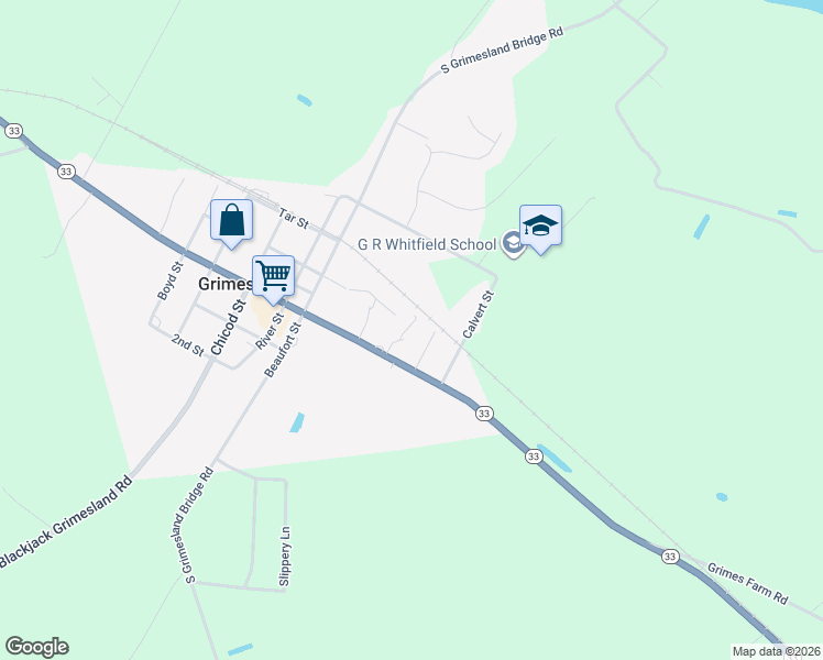 map of restaurants, bars, coffee shops, grocery stores, and more near 451 Porter St in Grimesland