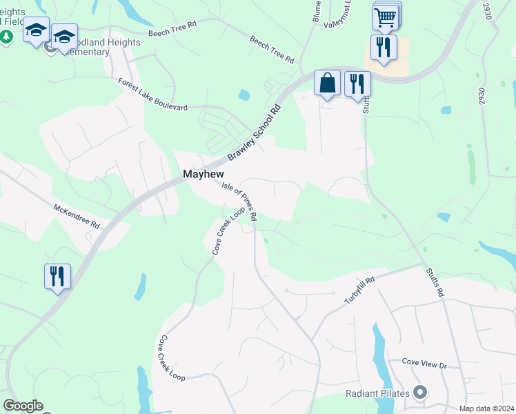 map of restaurants, bars, coffee shops, grocery stores, and more near 155 Isle of Pines Road in Mooresville