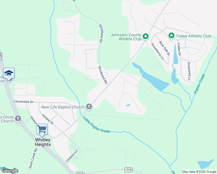 map of restaurants, bars, coffee shops, grocery stores, and more near 1727 Swift Creek Road in Smithfield