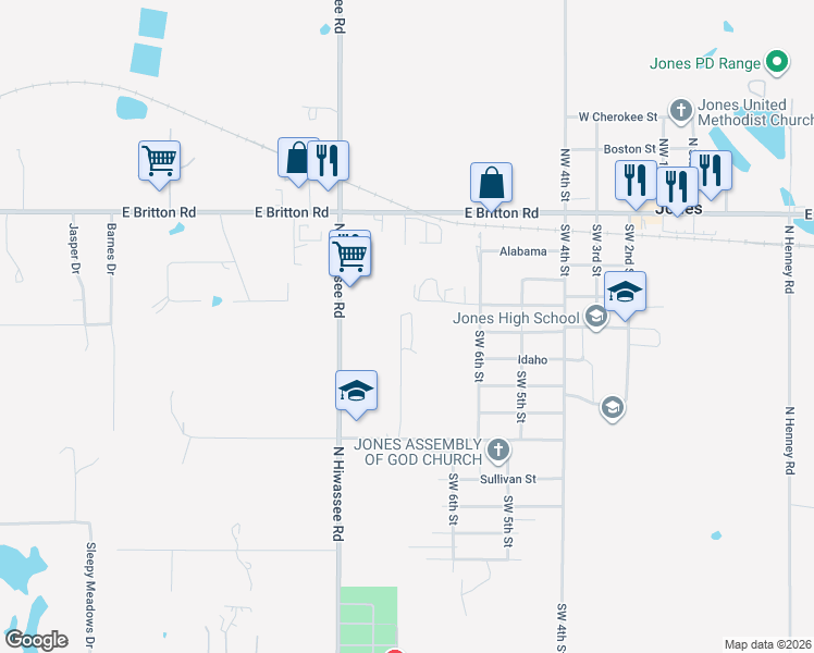 map of restaurants, bars, coffee shops, grocery stores, and more near 860 Georgia Street in Jones
