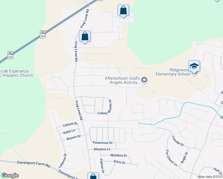 map of restaurants, bars, coffee shops, grocery stores, and more near 825 Darrell Drive in Greenville