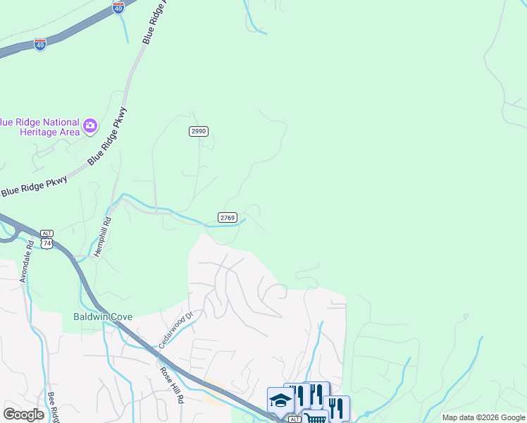map of restaurants, bars, coffee shops, grocery stores, and more near 187 Owenby Cove Road in Asheville