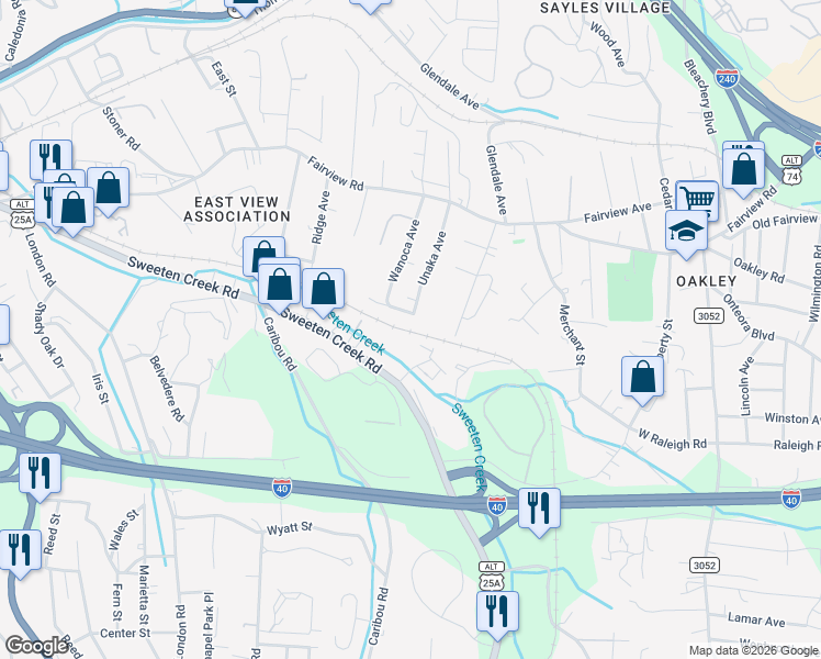 map of restaurants, bars, coffee shops, grocery stores, and more near 100 Edbar Street in Asheville