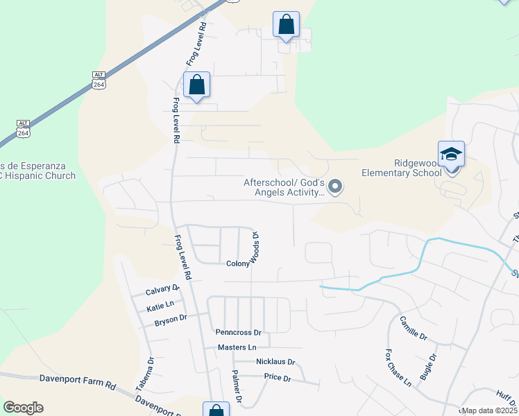 map of restaurants, bars, coffee shops, grocery stores, and more near 825 Darrell Drive in Greenville