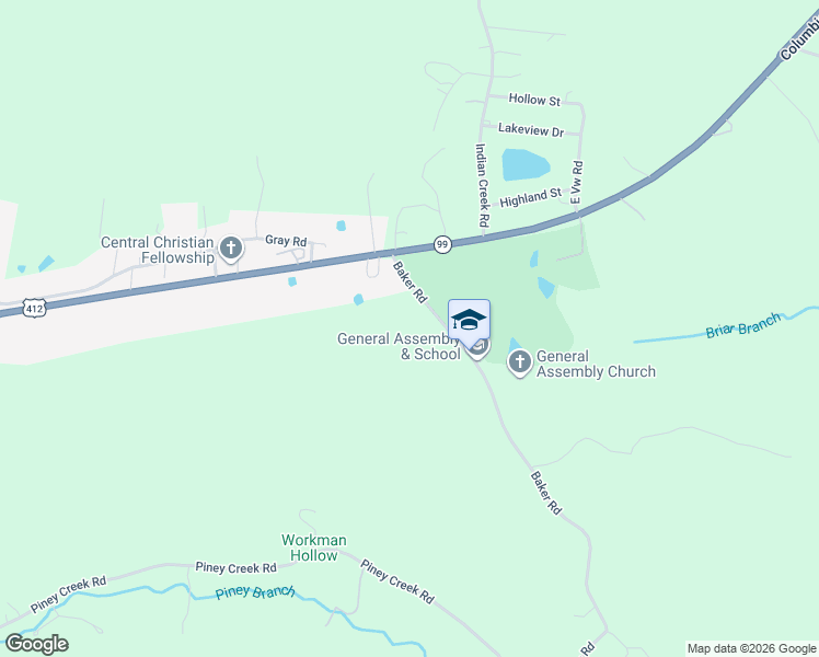 map of restaurants, bars, coffee shops, grocery stores, and more near 132 Baker Rd in Hohenwald