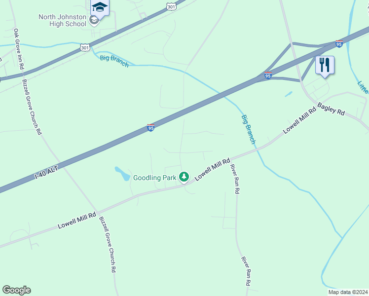 map of restaurants, bars, coffee shops, grocery stores, and more near 23 Moss Landing Drive in Selma