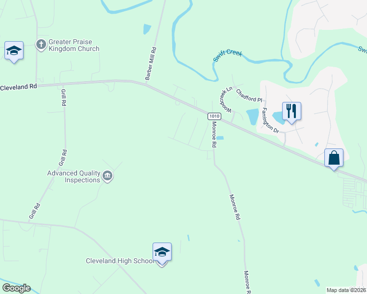 map of restaurants, bars, coffee shops, grocery stores, and more near 157 Ramsgate Dr in Clayton