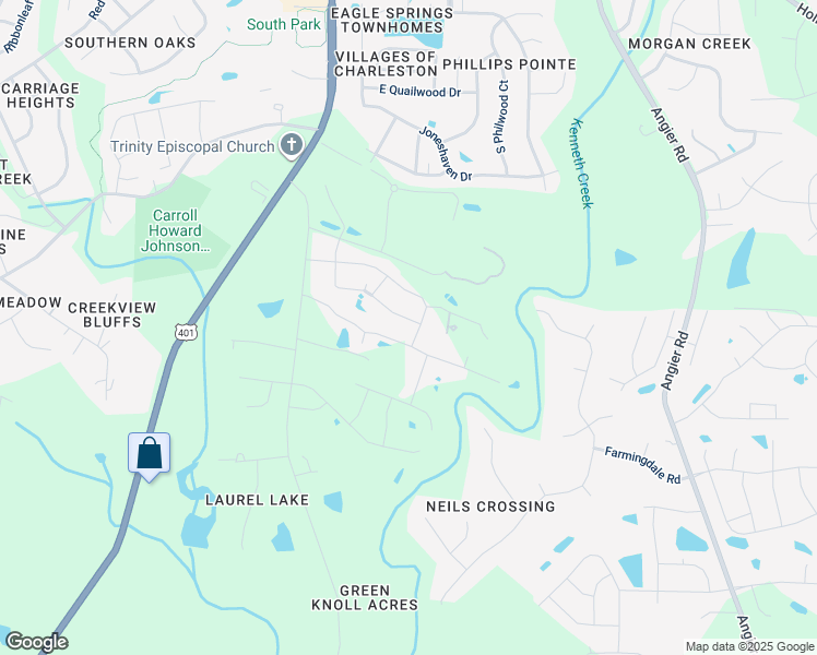 map of restaurants, bars, coffee shops, grocery stores, and more near 1336 London Meadow Way in Fuquay-Varina