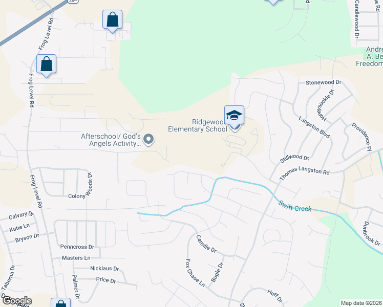 map of restaurants, bars, coffee shops, grocery stores, and more near 3205 Camille Drive in Winterville