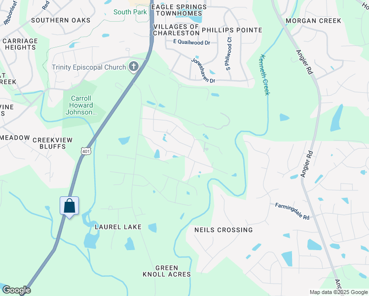 map of restaurants, bars, coffee shops, grocery stores, and more near 1332 London Meadow Way in Fuquay-Varina