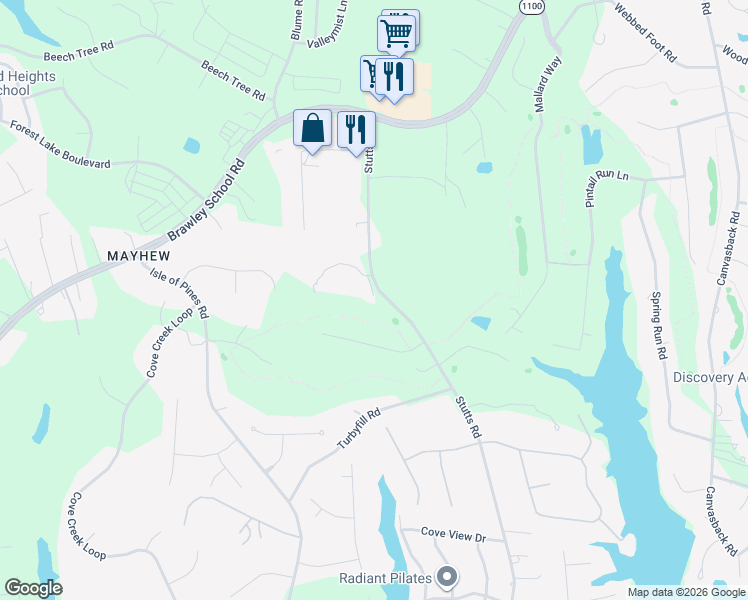map of restaurants, bars, coffee shops, grocery stores, and more near 1022 Mallard Head Place in Mooresville