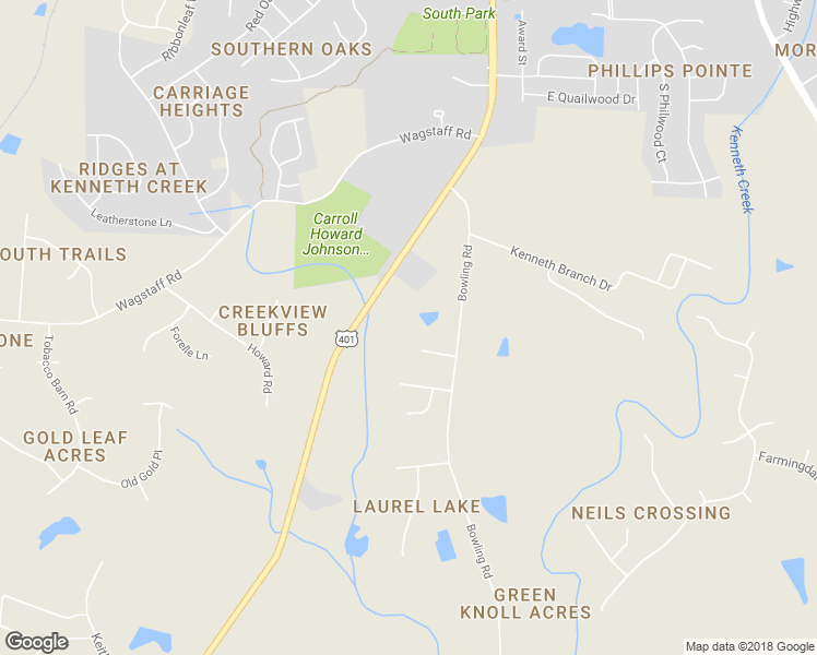 map of restaurants, bars, coffee shops, grocery stores, and more near 1400 Bowling Road in Fuquay Varina