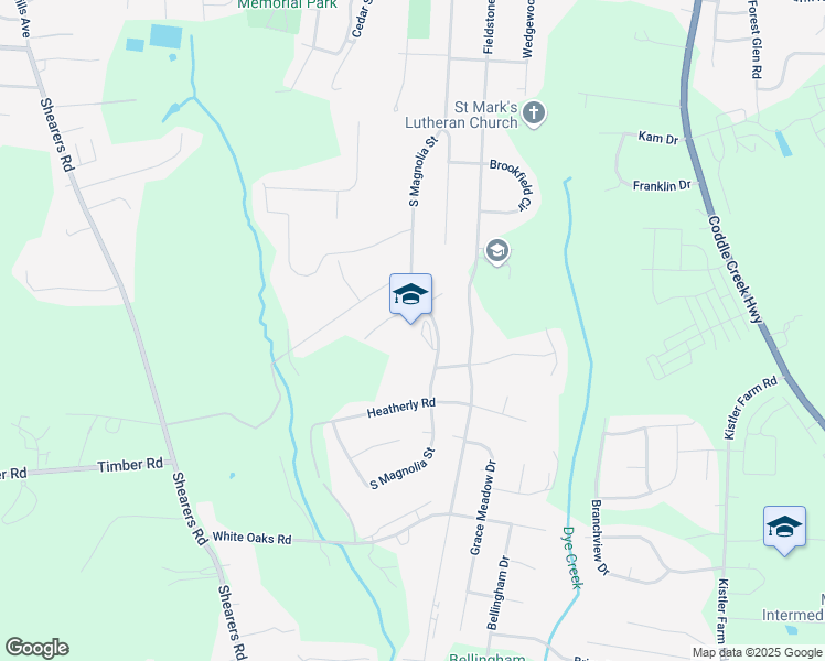 map of restaurants, bars, coffee shops, grocery stores, and more near 839 South Magnolia Street in Mooresville