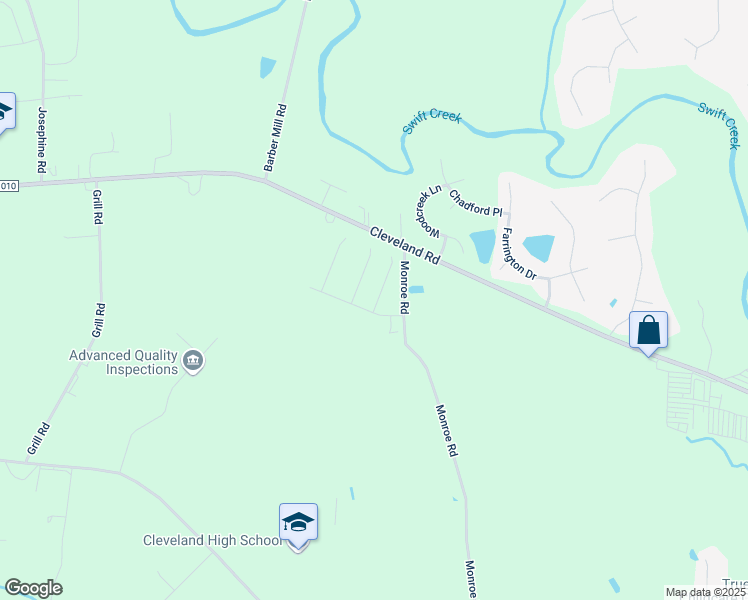 map of restaurants, bars, coffee shops, grocery stores, and more near 31 Joterrel Ct in Clayton