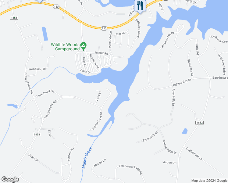 map of restaurants, bars, coffee shops, grocery stores, and more near 6715 Love Point Road in Denver