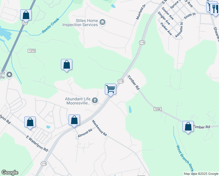 map of restaurants, bars, coffee shops, grocery stores, and more near 1983 Mecklenburg Highway in Mooresville