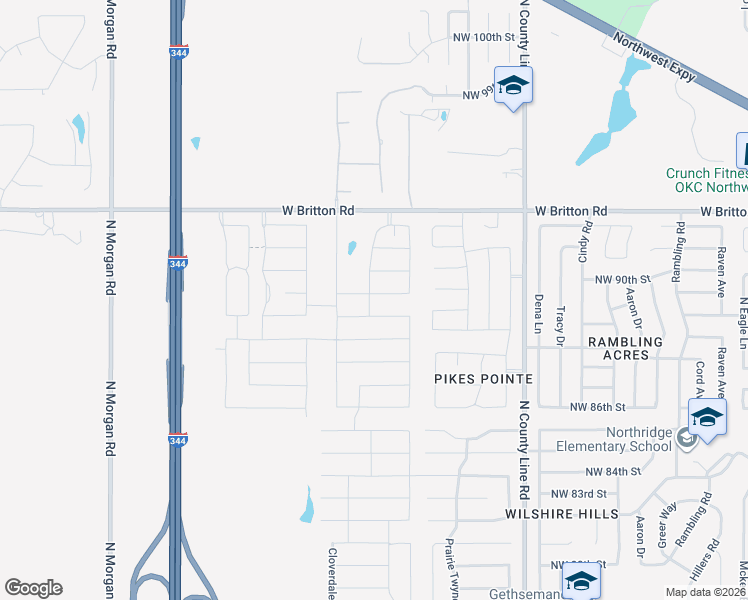 map of restaurants, bars, coffee shops, grocery stores, and more near 9232 Northwest 90th Street in Yukon