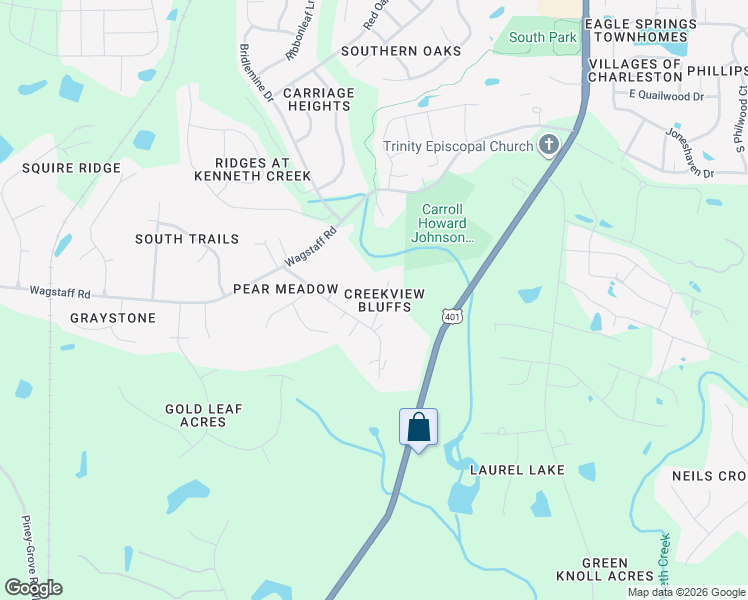map of restaurants, bars, coffee shops, grocery stores, and more near 409 Creekbluffs Drive in Fuquay Varina