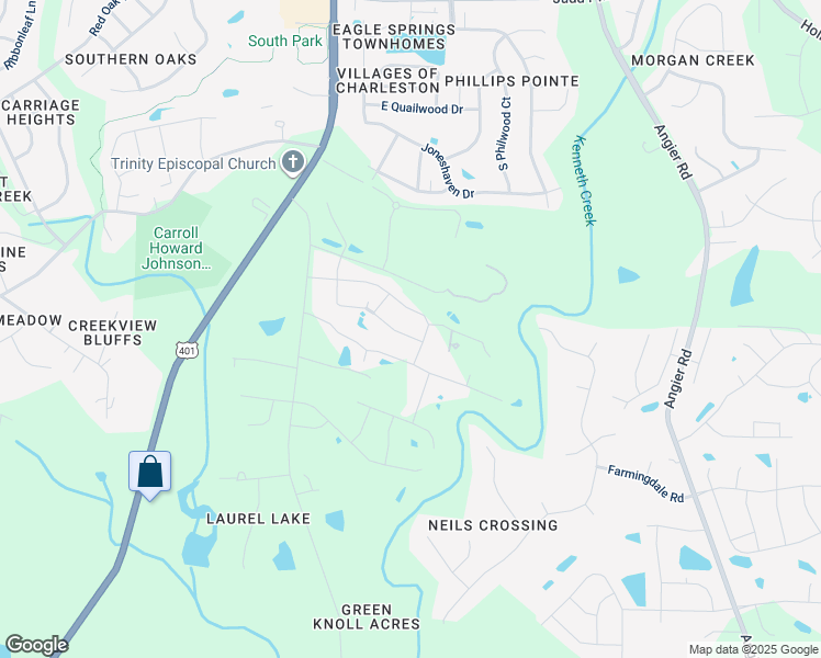 map of restaurants, bars, coffee shops, grocery stores, and more near 1329 London Meadow Way in Fuquay-Varina