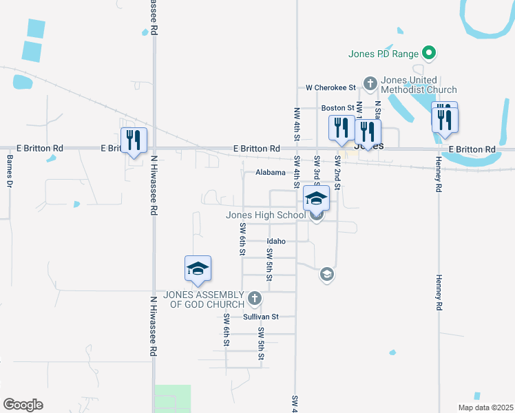 map of restaurants, bars, coffee shops, grocery stores, and more near Georgia Street in Jones